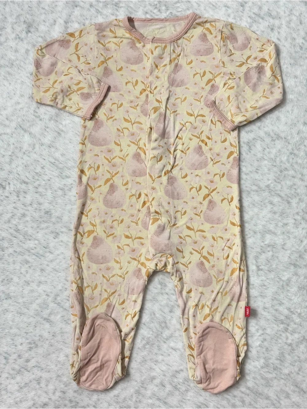 Magnetic Me Pink Floral Botanical Footie Sleeper 6-9M Baby Girl Modal Blush Gold